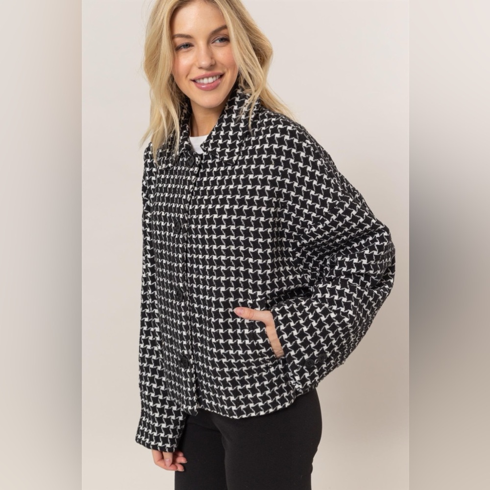 Tweed Plaid Oversize Jacket